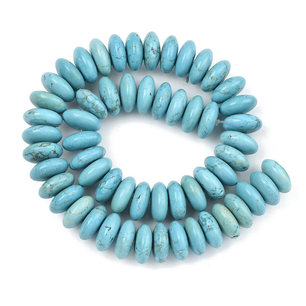 Edelsteen Kraal Magnesiet Rondel Turquoise 16x7mm - per stuk-Kralen-Kraaltjes van Renate