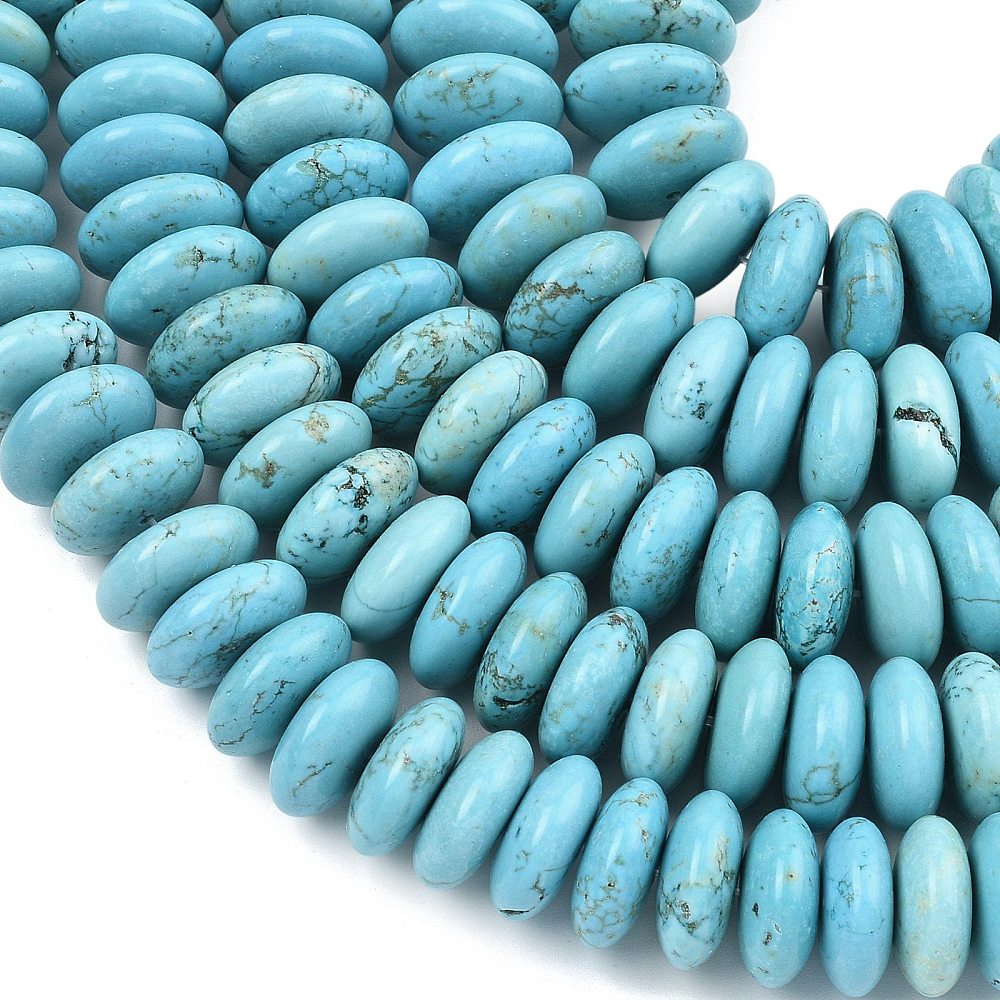 Edelsteen Kraal Magnesiet Rondel Turquoise 16x7mm - per stuk-Kralen-Kraaltjes van Renate