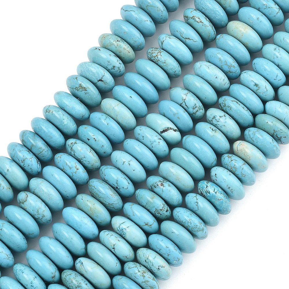 Edelsteen Kraal Magnesiet Rondel Turquoise 16x7mm - per stuk-Kralen-Kraaltjes van Renate