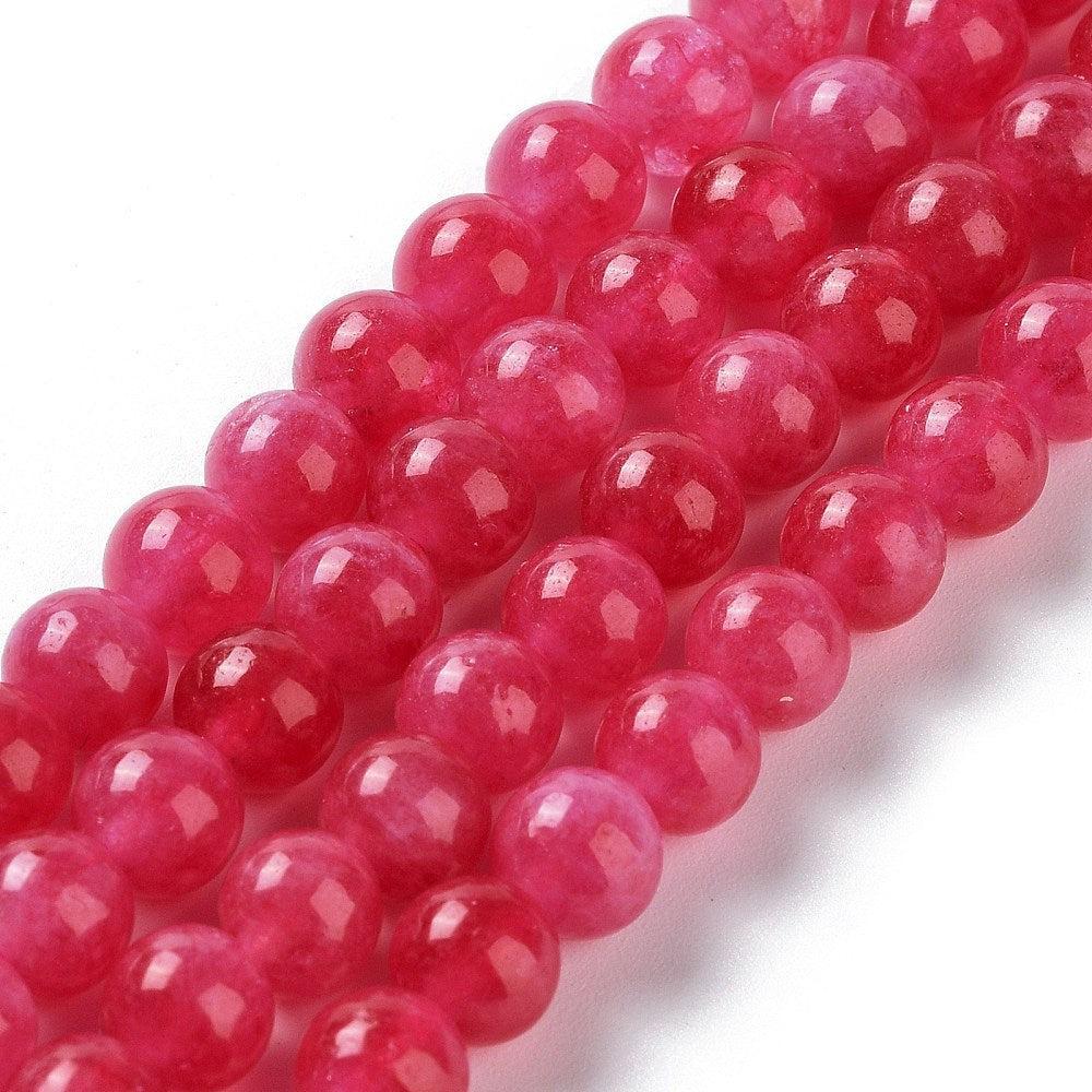 Edelsteen Kraal Malaysia Jade Rond Cerise 6mm - 15 stuks-Kralen-Kraaltjes van Renate