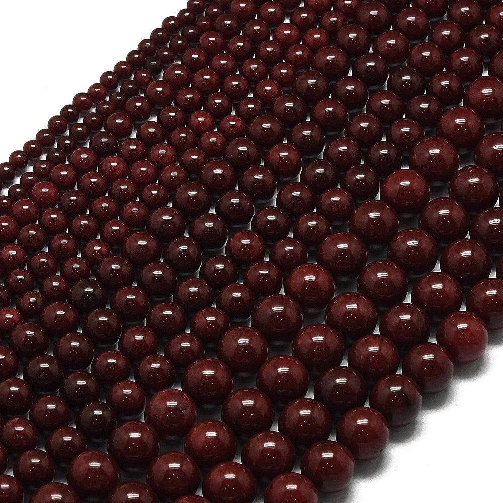 Edelsteen Kraal Maleisische Jade Rond Bordeaux 14mm - per stuk-Kralen-Kraaltjes van Renate