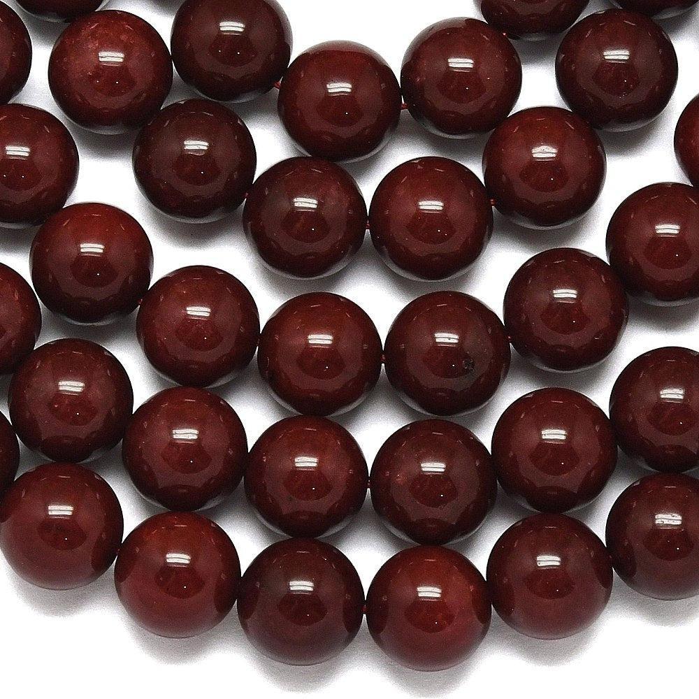 Edelsteen Kraal Maleisische Jade Rond Bordeaux 14mm - per stuk-Kralen-Kraaltjes van Renate