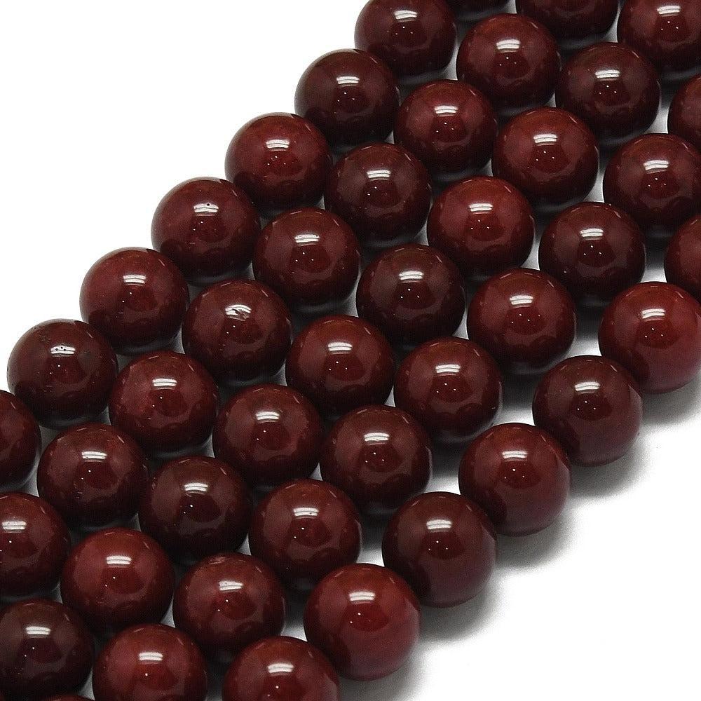 Edelsteen Kraal Maleisische Jade Rond Bordeaux 14mm - per stuk-Kralen-Kraaltjes van Renate
