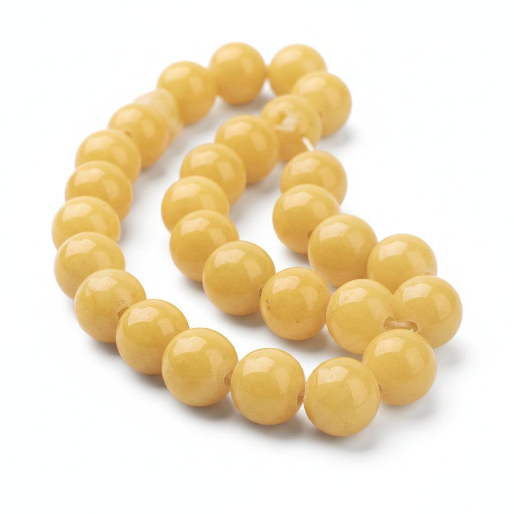Edelsteen Kraal Mashan Jade Rond Geel 8mm - per stuk-Kralen-Kraaltjes van Renate