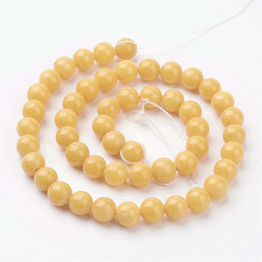 Edelsteen Kraal Mashan Jade Rond Geel 8mm - per stuk-Kralen-Kraaltjes van Renate