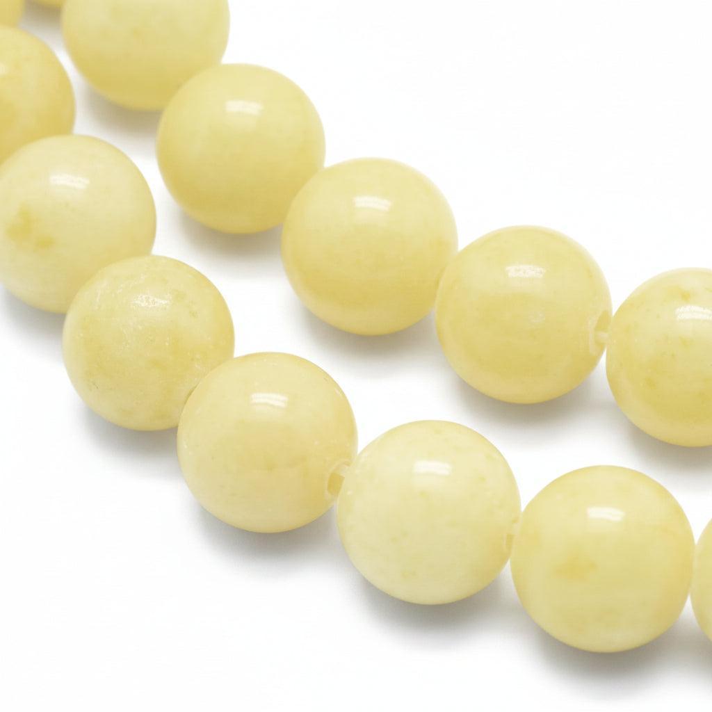 Edelsteen Kraal Mashan Jade Rond Geel Lichtgeel 8mm - per stuk-Kralen-Kraaltjes van Renate