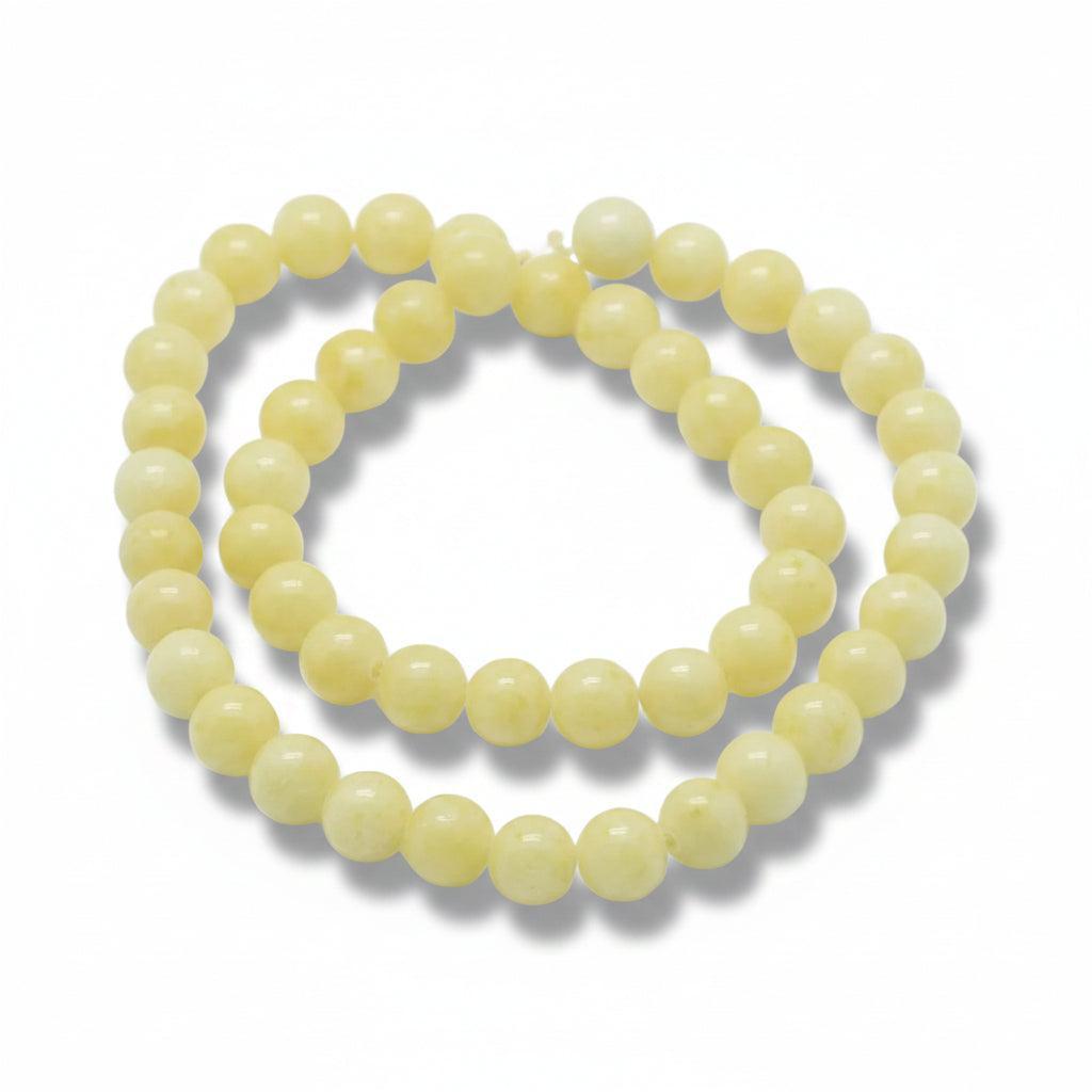 Edelsteen Kraal Mashan Jade Rond Geel Lichtgeel 8mm - per stuk-Kralen-Kraaltjes van Renate