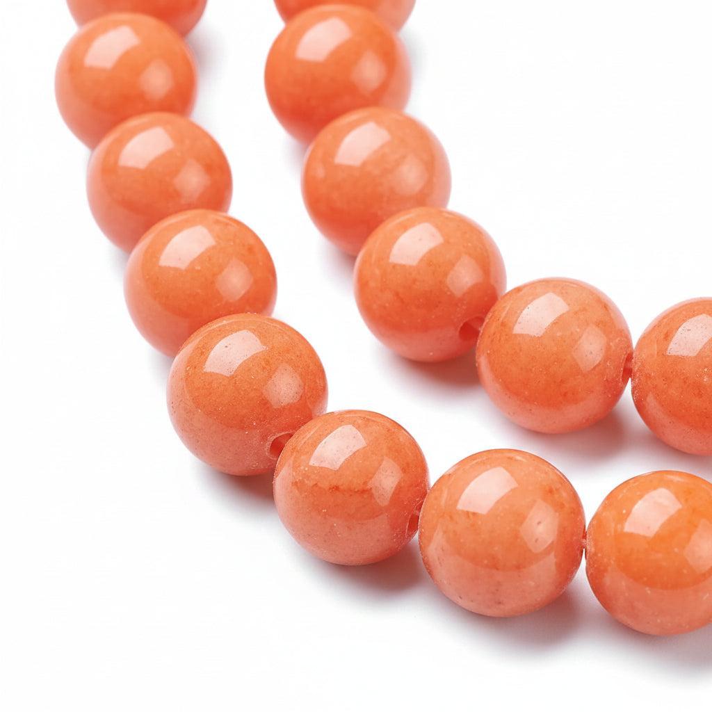 Edelsteen Kraal Mashan Jade Rond Oranje 8mm - per stuk-Kralen-Kraaltjes van Renate