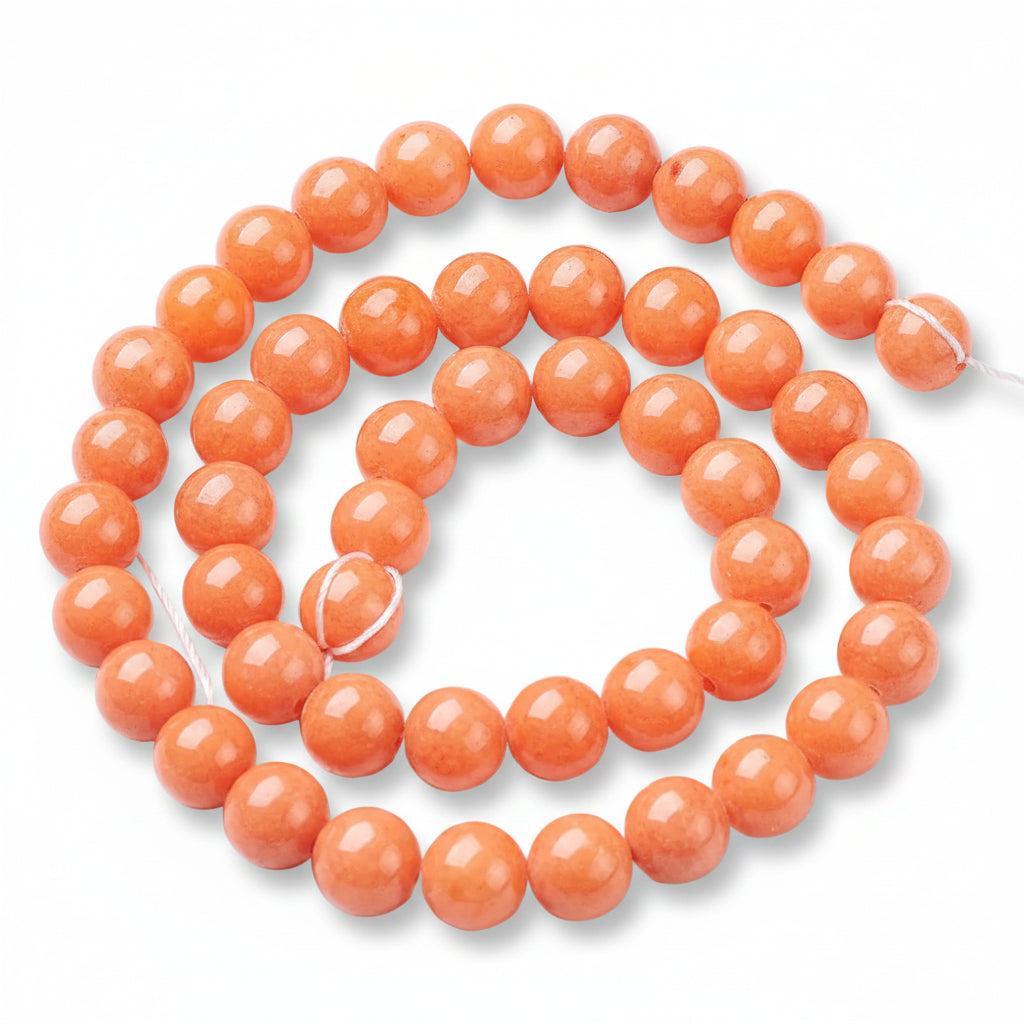 Edelsteen Kraal Mashan Jade Rond Oranje 8mm - per stuk-Kralen-Kraaltjes van Renate
