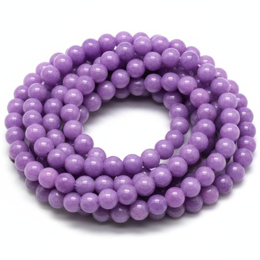 Edelsteen Kraal Mashan Jade Rond Paars Lila 8mm - per stuk-Kralen-Kraaltjes van Renate
