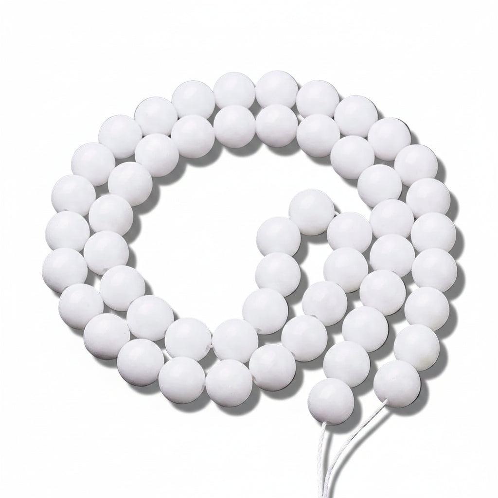 Edelsteen Kraal Mashan Jade Rond Wit 8mm - per stuk-Kralen-Kraaltjes van Renate