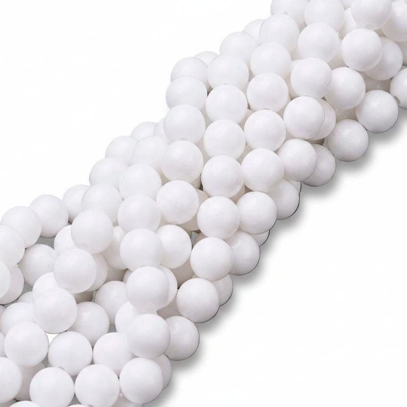 Edelsteen Kraal Mashan Jade Rond Wit 8mm - per stuk-Kralen-Kraaltjes van Renate