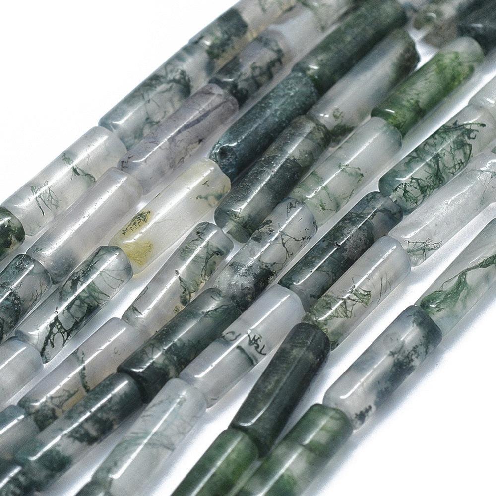 Edelsteen Kraal Mos Agaat Tube Groen 13mm - per stuk-Kralen-Kraaltjes van Renate