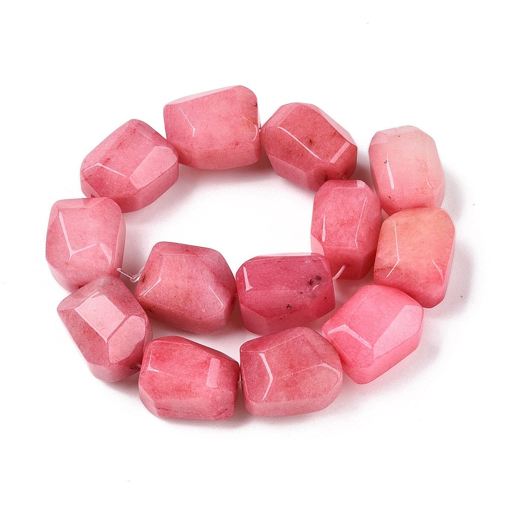 Edelsteen Kraal Rhodoniet Facet Nugget Donkerroze 16mm - per stuk-Kralen-Kraaltjes van Renate