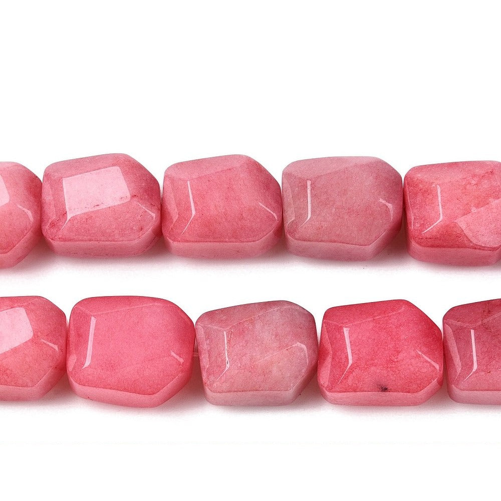 Edelsteen Kraal Rhodoniet Facet Nugget Donkerroze 16mm - per stuk-Kralen-Kraaltjes van Renate