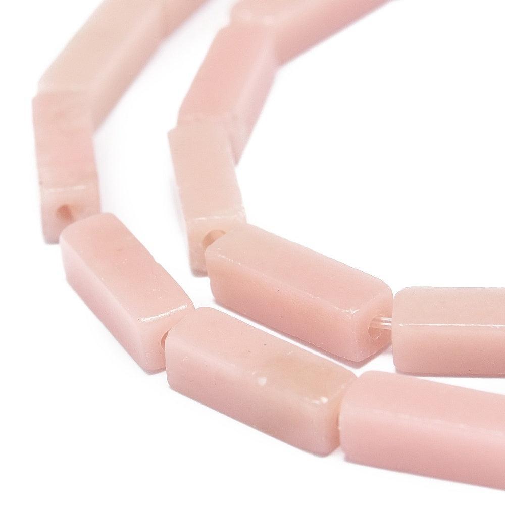 Edelsteen Kraal Roze Opaal Tube Vierkant Roze 13mm - per stuk-Kralen-Kraaltjes van Renate