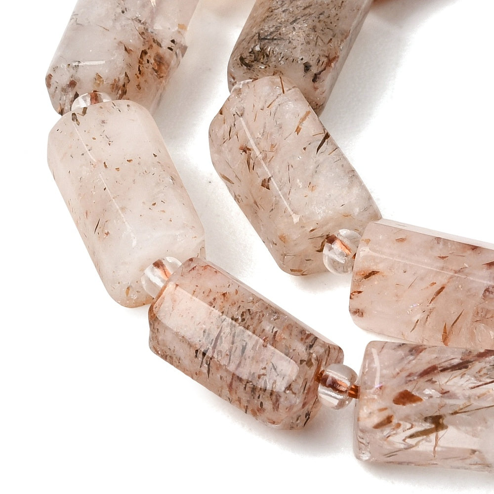 Edelsteen Kraal Rutielkwarts Facet Tube Transparant Karamel 11x7mm - per stuk-Kralen-Kraaltjes van Renate