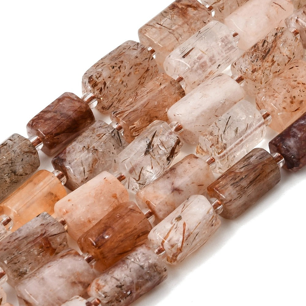 Edelsteen Kraal Rutielkwarts Facet Tube Transparant Karamel 11x7mm - per stuk-Kralen-Kraaltjes van Renate