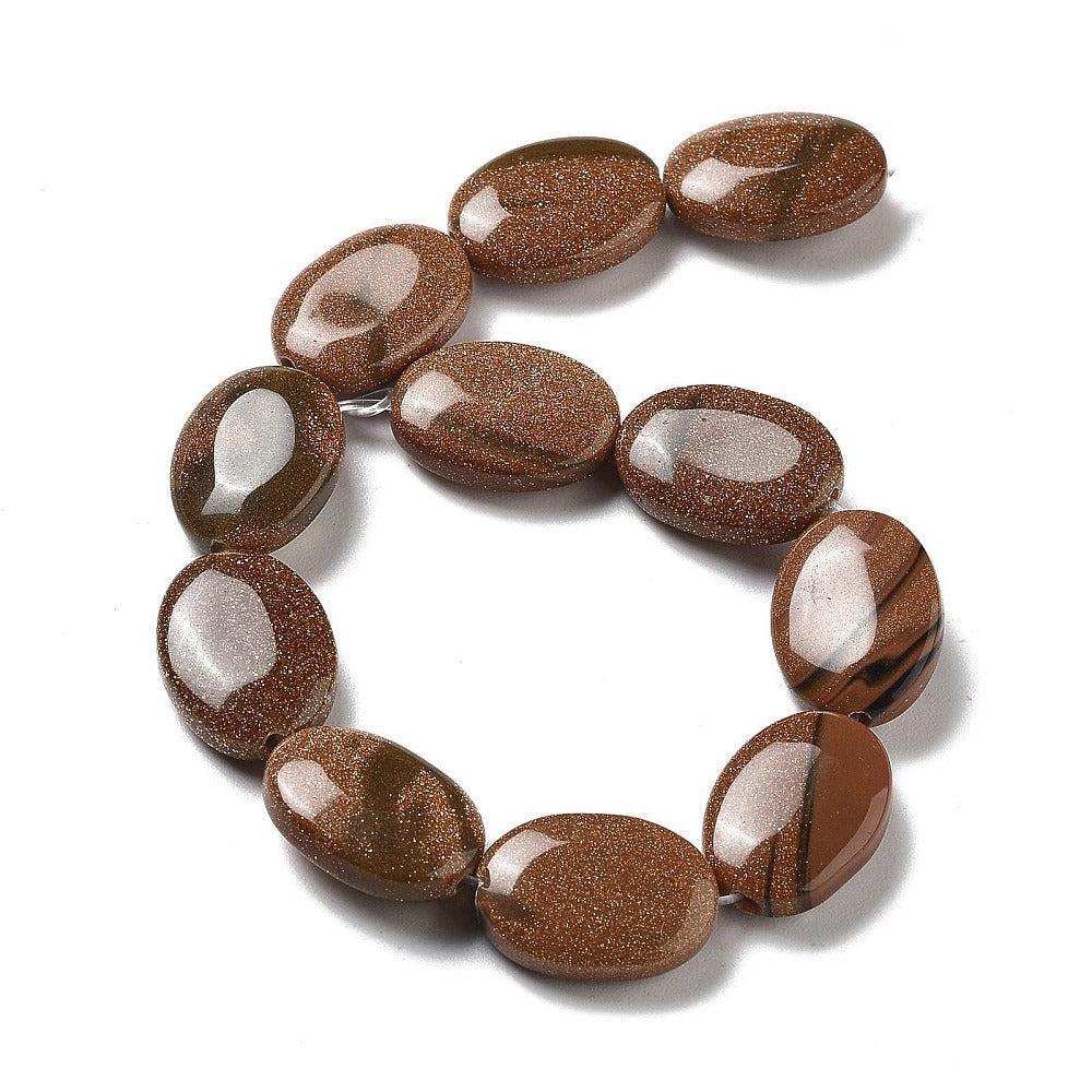 Edelsteen Kraal Synthetisch Goudsteen Ovaal Bruin 18mm - per stuk-Kralen-Kraaltjes van Renate