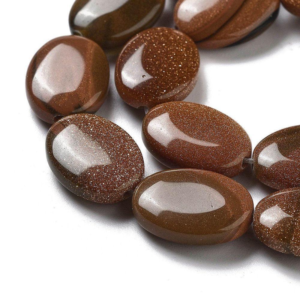 Edelsteen Kraal Synthetisch Goudsteen Ovaal Bruin 18mm - per stuk-Kralen-Kraaltjes van Renate