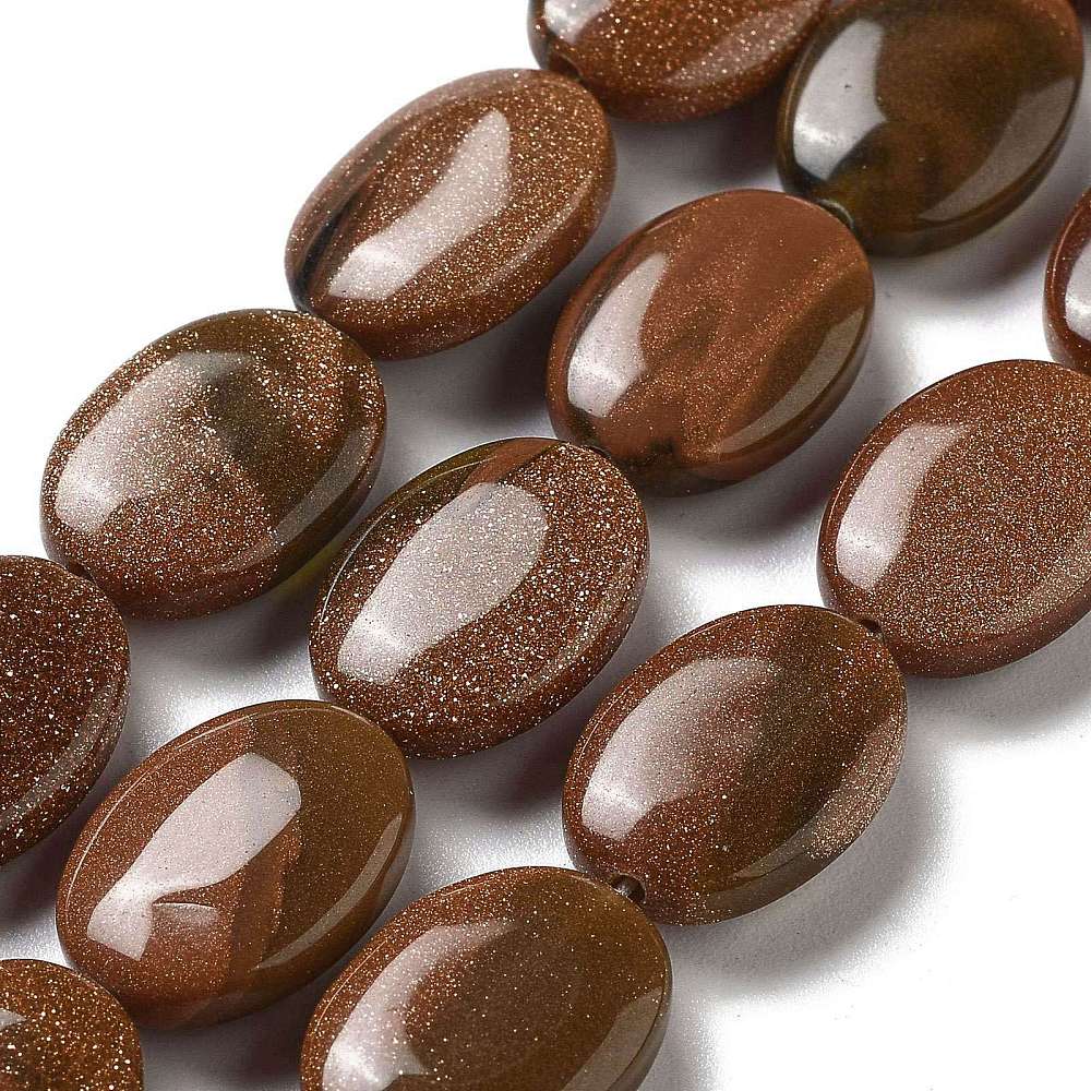 Edelsteen Kraal Synthetisch Goudsteen Ovaal Bruin 18mm - per stuk-Kralen-Kraaltjes van Renate