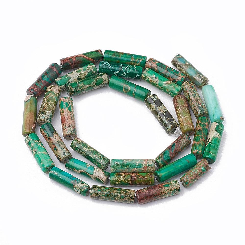 Edelsteen Kraal Synthetisch Imperial Jaspis Tube Groen 13mm - per stuk-Kralen-Kraaltjes van Renate