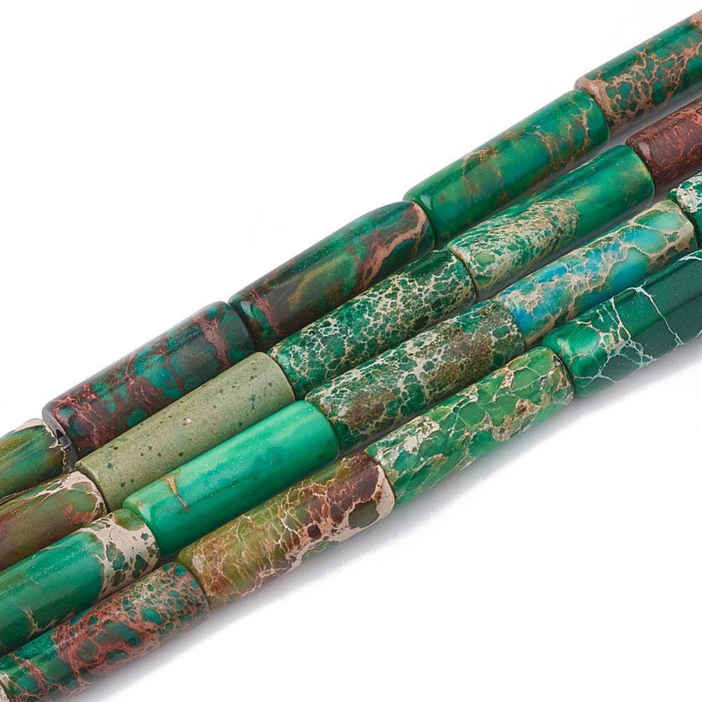 Edelsteen Kraal Synthetisch Imperial Jaspis Tube Groen 13mm - per stuk-Kralen-Kraaltjes van Renate
