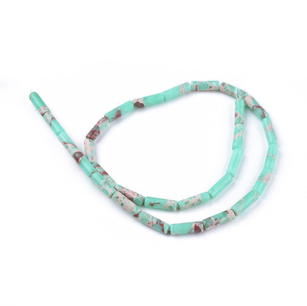 Edelsteen Kraal Synthetisch Imperial Jaspis Tube Donker Turquoise 14mm - per stuk-Kralen-Kraaltjes van Renate