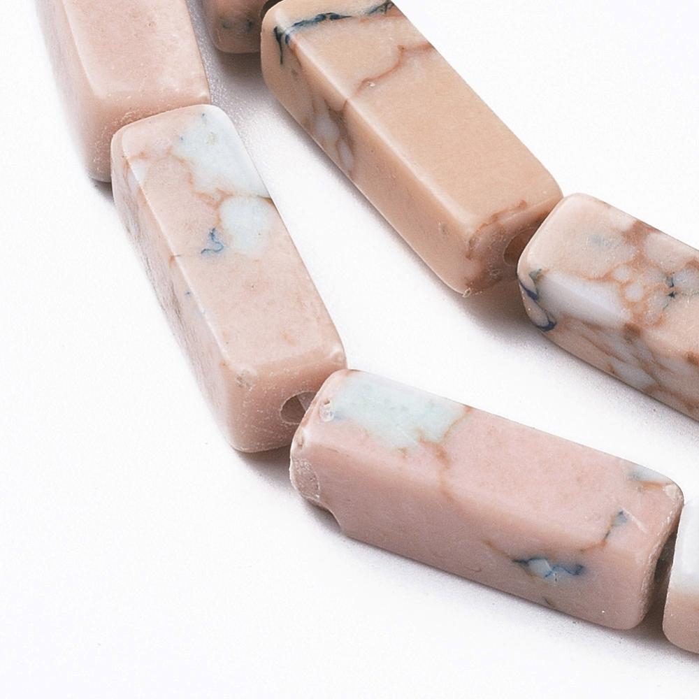 Edelsteen Kraal Synthetisch Imperial Jaspis Tube Vierkant Perzik 13mm - per stuk-Kralen-Kraaltjes van Renate