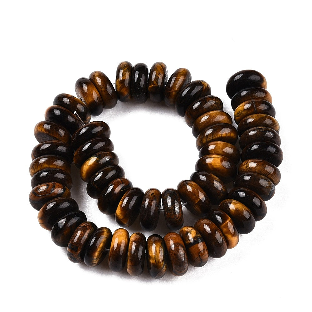 Edelsteen Kraal Tijgeroog Rondel Bruin 10x4mm - per stuk-Kralen-Kraaltjes van Renate