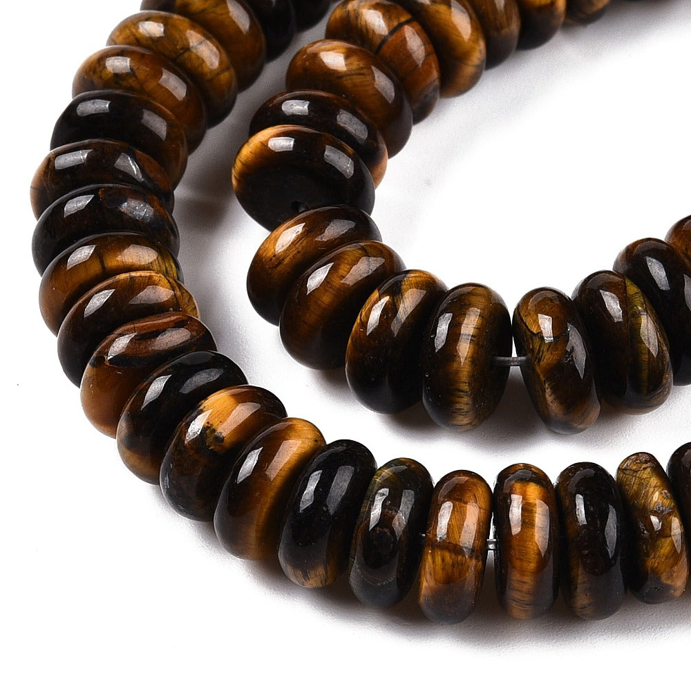 Edelsteen Kraal Tijgeroog Rondel Bruin 10x4mm - per stuk-Kralen-Kraaltjes van Renate