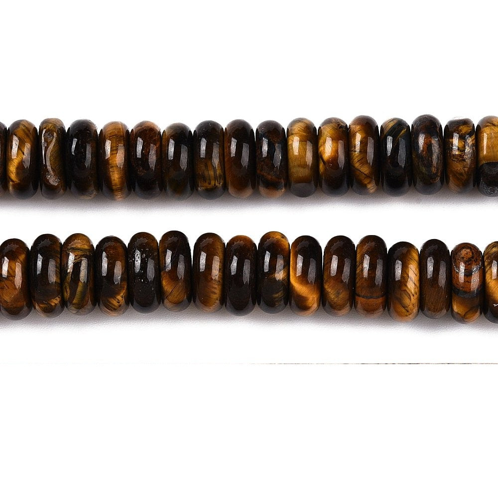 Edelsteen Kraal Tijgeroog Rondel Bruin 10x4mm - per stuk-Kralen-Kraaltjes van Renate