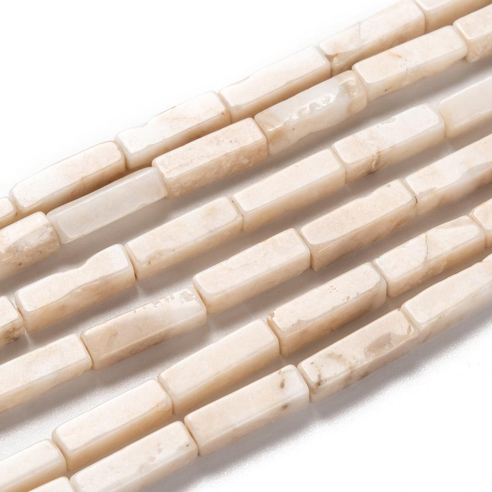 Edelsteen Kraal Versteend Hout Rechthoek Bruin 14mm - per stuk-Kralen-Kraaltjes van Renate