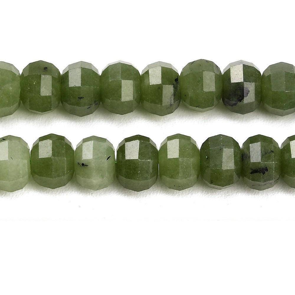 Edelsteen Kraal Witte Jade Facet Rondel Legergroen 9.5x7mm - per stuk-Kralen-Kraaltjes van Renate