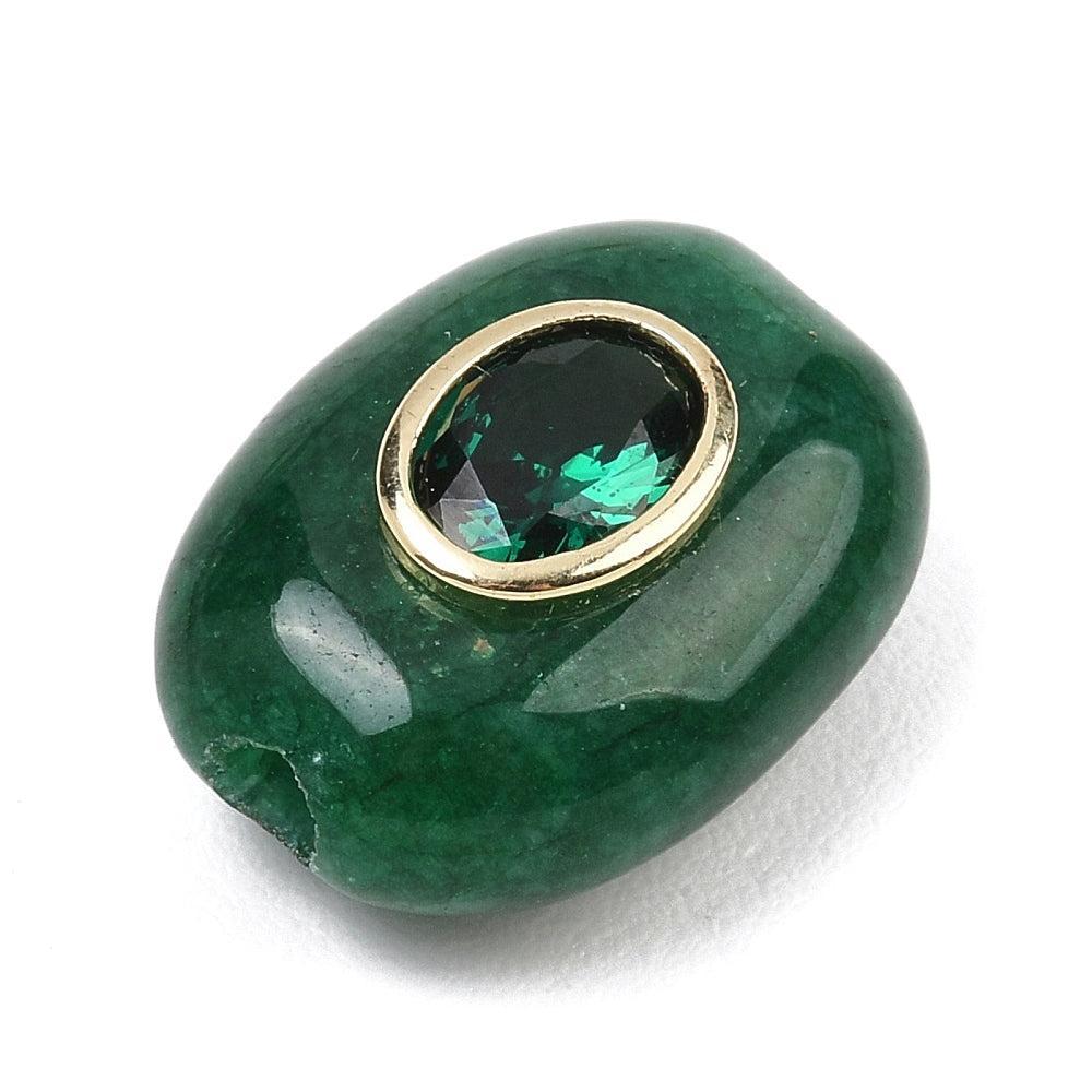 Edelsteen Kraal Witte Jade Ovaal Donkergroen 20mm - per stuk-Kralen-Kraaltjes van Renate