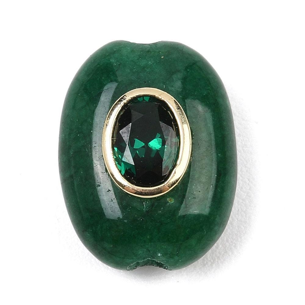Edelsteen Kraal Witte Jade Ovaal Donkergroen 20mm - per stuk-Kralen-Kraaltjes van Renate