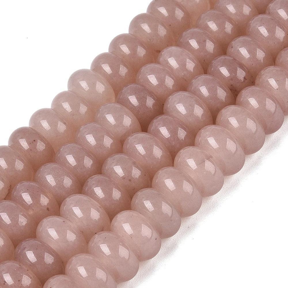 Edelsteen Kraal Witte Jade Rondel Donker Zalm 10.2x5.8mm - per stuk-Kralen-Kraaltjes van Renate