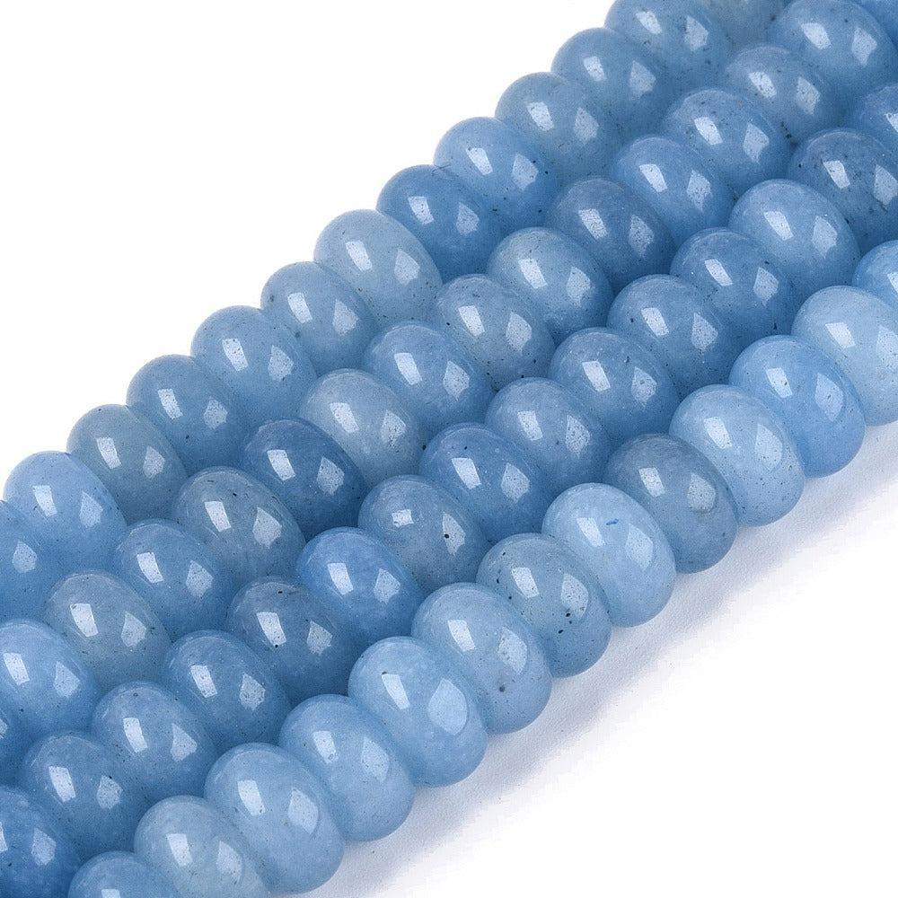 Edelsteen Kraal Witte Jade Rondel Korenbloem Blauw 10.2x5.8mm - per stuk-Kralen-Kraaltjes van Renate