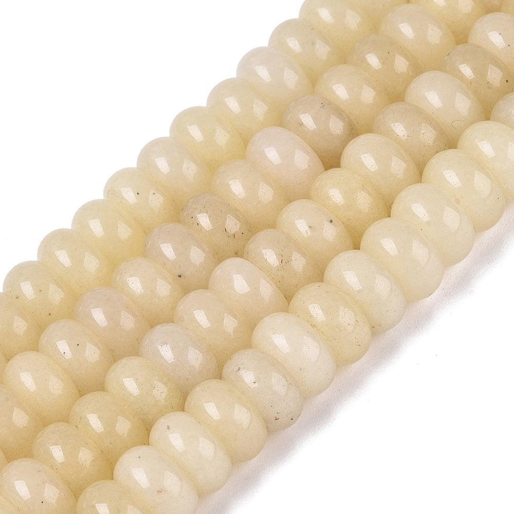 Edelsteen Kraal Witte Jade Rondel Lichtgeel 10.2x5.8mm - per stuk-Kralen-Kraaltjes van Renate