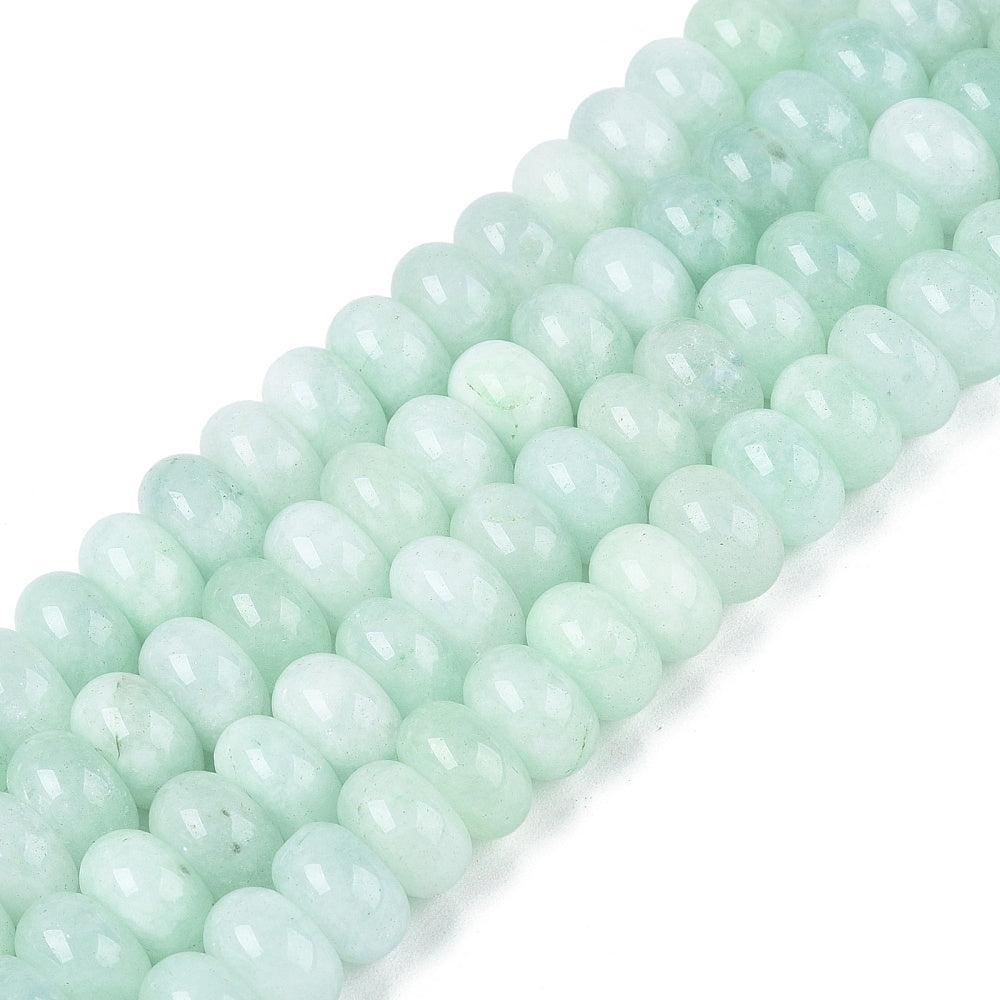 Edelsteen Kraal Witte Jade Rondel Lichtgroen 10.2x5.8mm - per stuk-Kralen-Kraaltjes van Renate