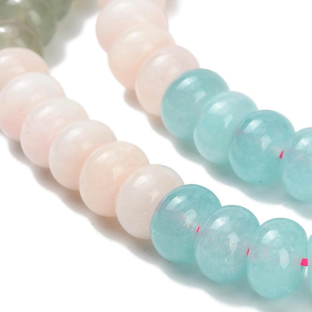 Edelsteen Kraal Witte Jade Rondel Multicolor Kleur 8.5x5mm - per streng (± 79 stuks)-Kralen-Kraaltjes van Renate