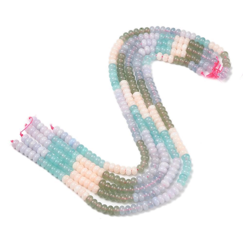 Edelsteen Kraal Witte Jade Rondel Multicolor Kleur 8.5x5mm - per streng (± 79 stuks)-Kralen-Kraaltjes van Renate