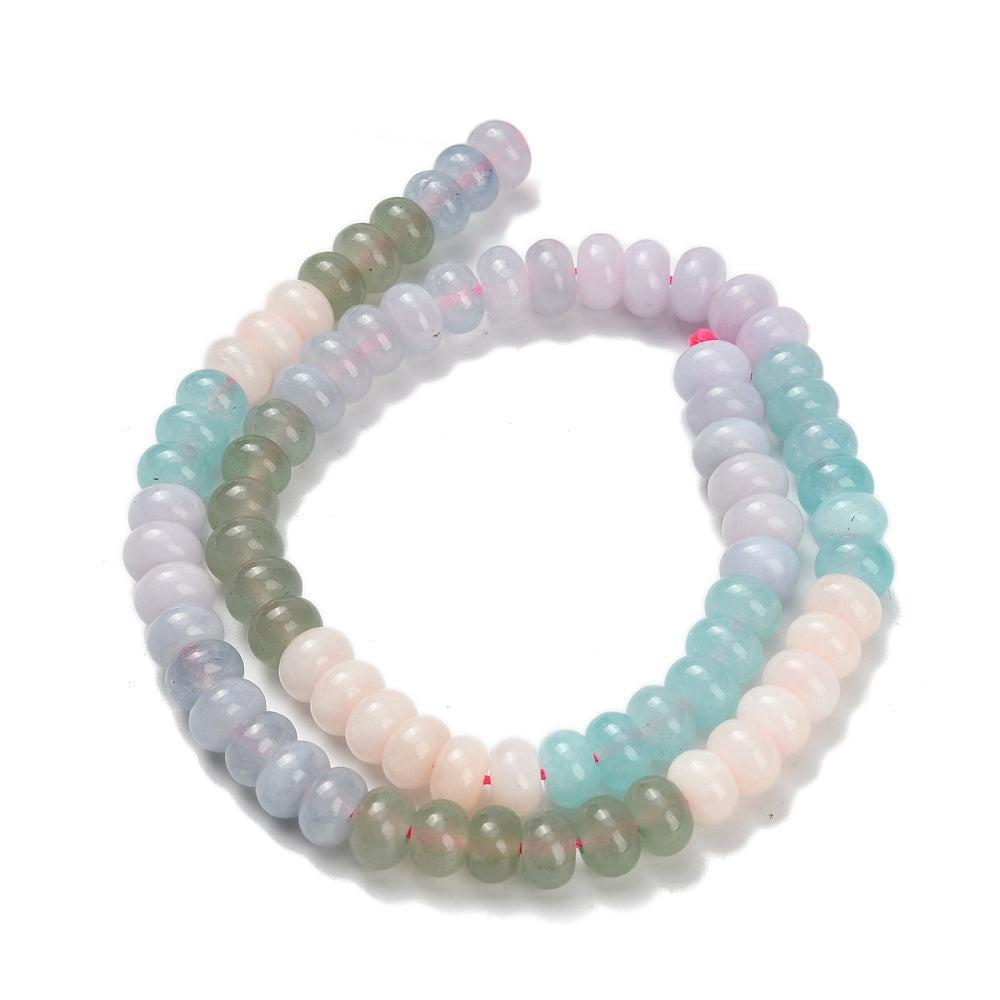 Edelsteen Kraal Witte Jade Rondel Multicolor Kleur 8.5x5mm - per streng (± 79 stuks)-Kralen-Kraaltjes van Renate
