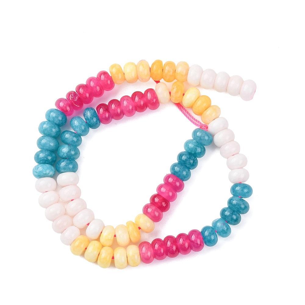 Edelsteen Kraal Witte Jade Rondel Multicolor Kleur 8.5x5mm - per streng (± 79 stuks)-Kralen-Kraaltjes van Renate