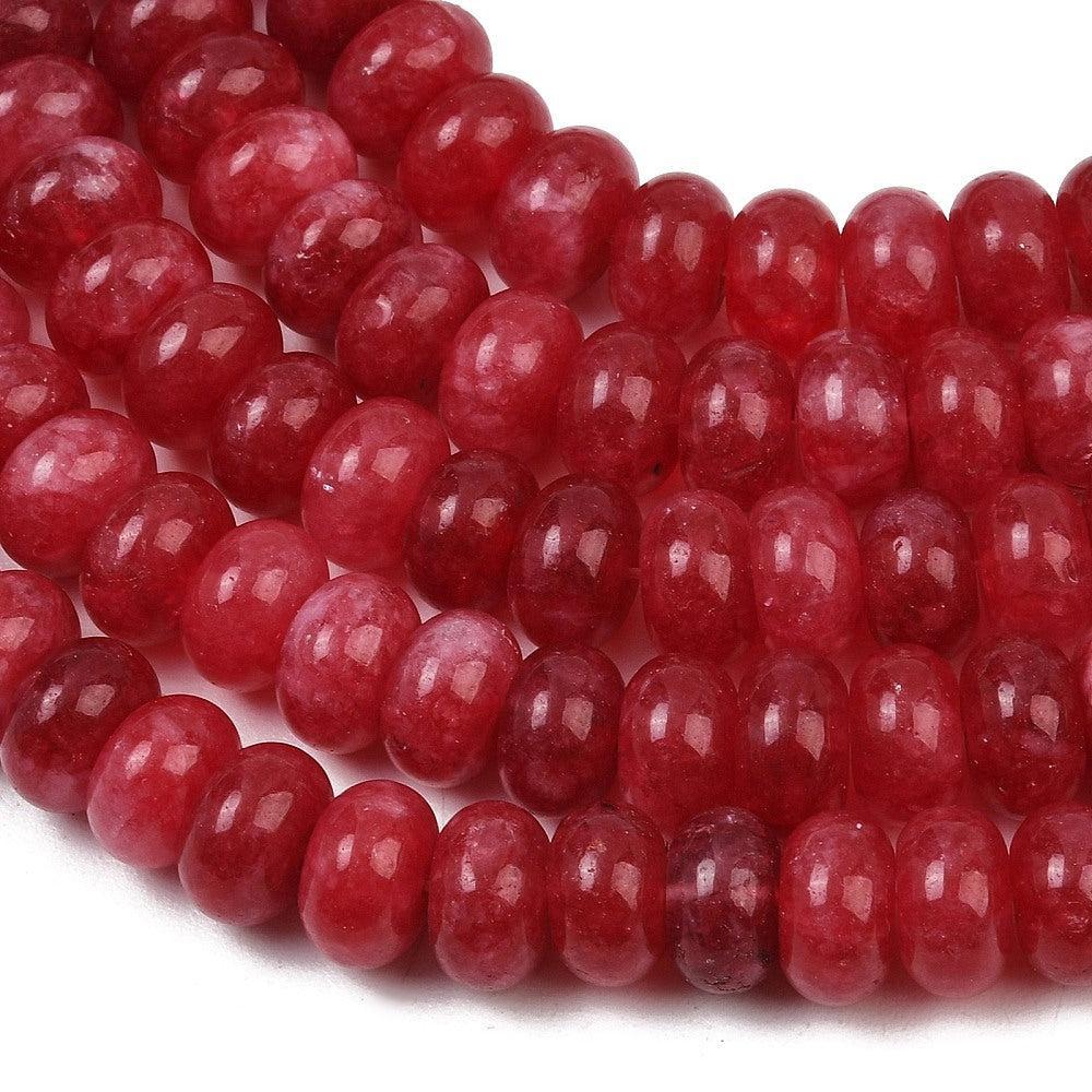 Edelsteen Kraal Witte Jade Rondel Rood 10x6mm - per stuk-Kralen-Kraaltjes van Renate