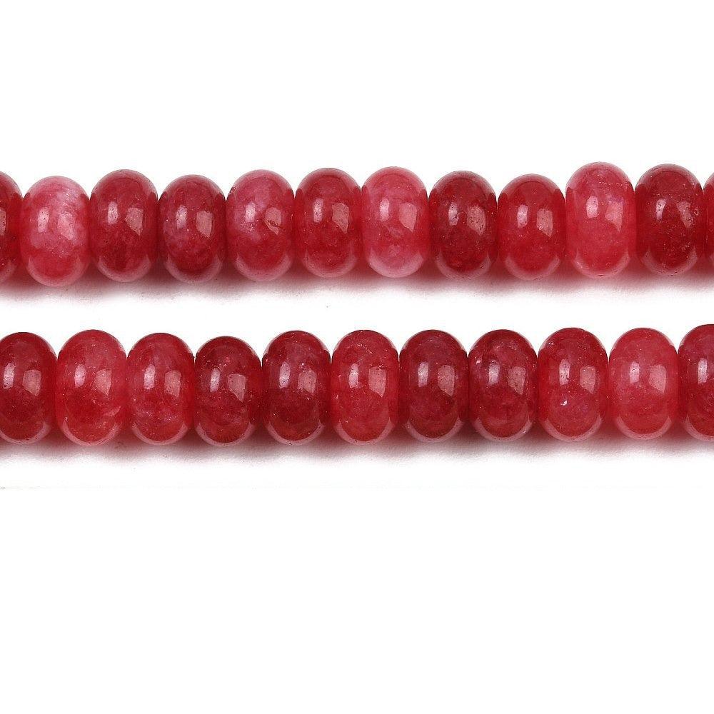 Edelsteen Kraal Witte Jade Rondel Rood 10x6mm - per stuk-Kralen-Kraaltjes van Renate