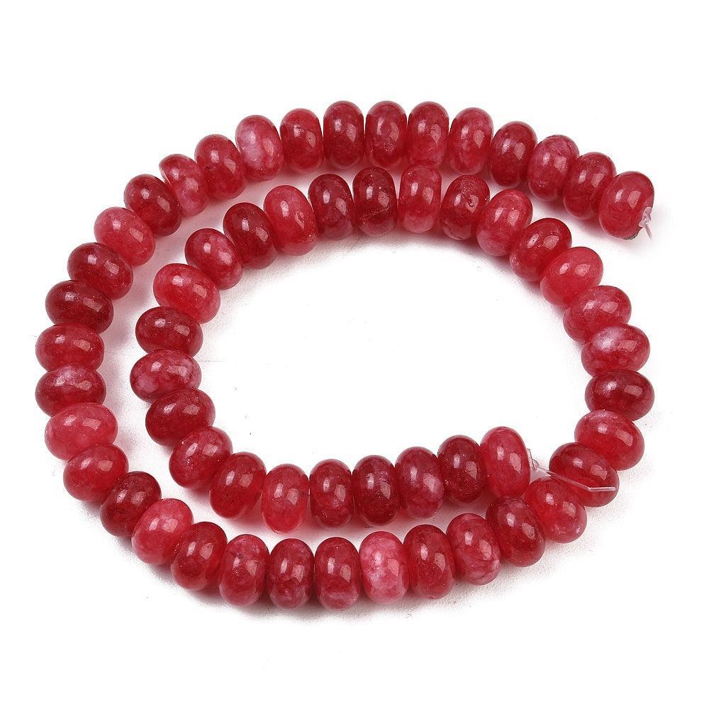 Edelsteen Kraal Witte Jade Rondel Rood 10x6mm - per stuk-Kralen-Kraaltjes van Renate