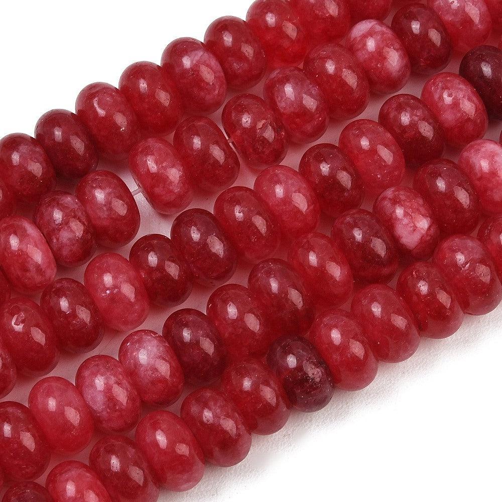 Edelsteen Kraal Witte Jade Rondel Rood 10x6mm - per stuk-Kralen-Kraaltjes van Renate