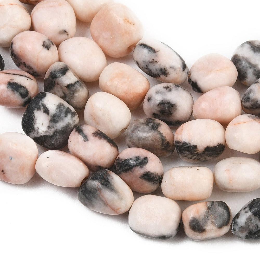 Edelsteen Kraal Zebra Jaspis Nugget Roze 11mm - per stuk-Kralen-Kraaltjes van Renate
