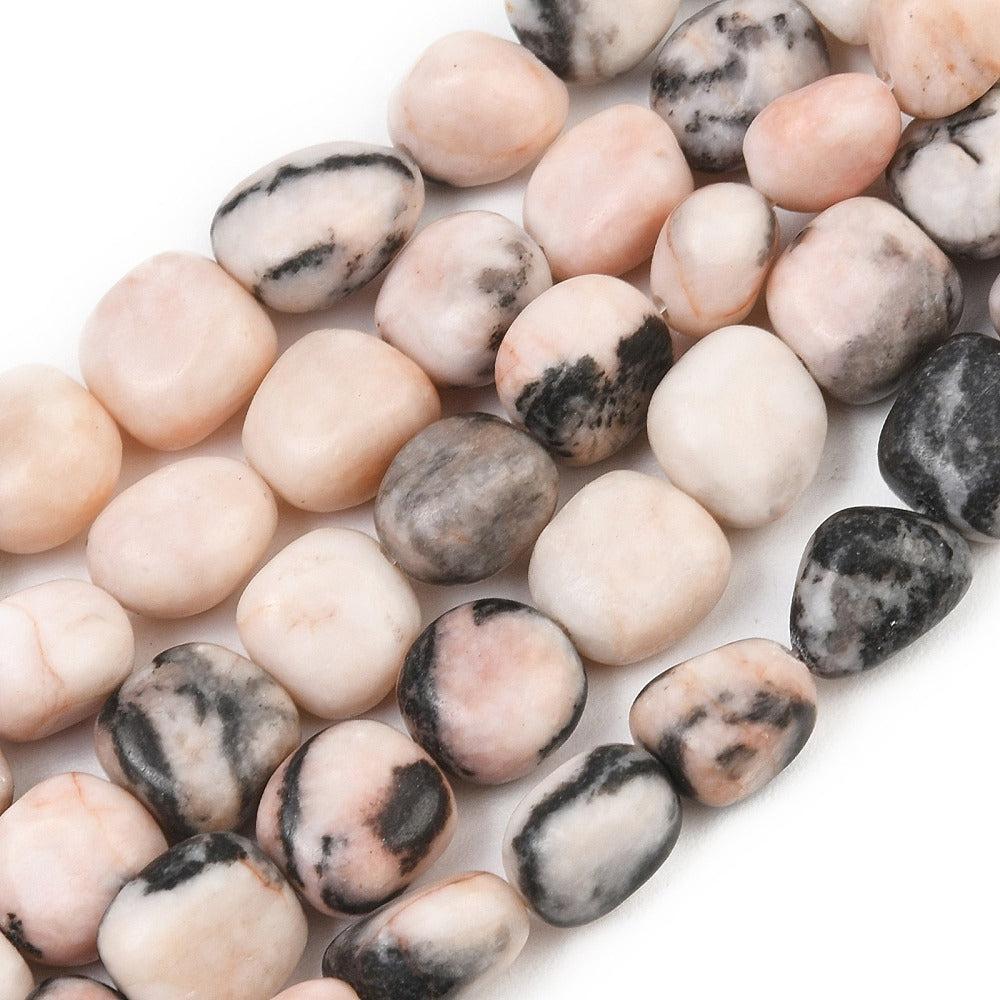 Edelsteen Kraal Zebra Jaspis Nugget Roze 11mm - per stuk-Kralen-Kraaltjes van Renate
